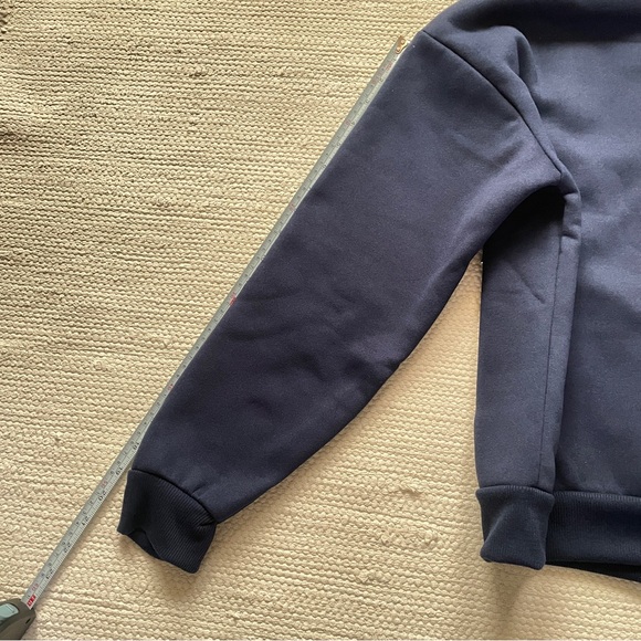 Full Zip Drawstring Hoodie Unisex Navy Blue Size S - Picture 7 of 7